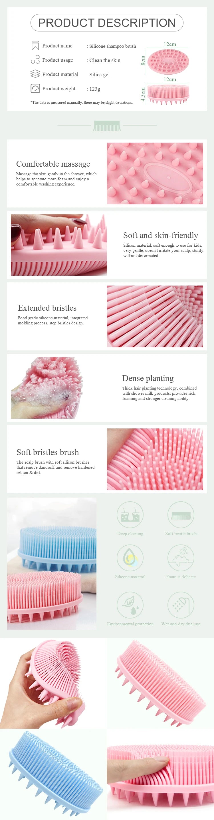 Exfoliating Shower Massage Scraper Bathroom Non-slip Bath Mat Back Massage Brush Silicone Foot Wash Body Cleaning Bathing Tool