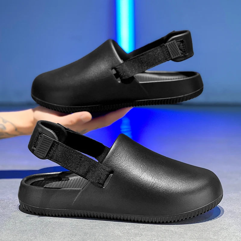 Summer Men Slippers Platform Outdoor Beach Sandals Clogs Quick Dry Non-Slip Indoor Home Slides Bathroom Shoe Male Casual Loafers
