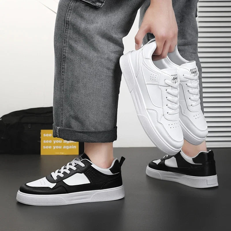 Fashion Leather Men Casual Shoes Lightweight Running Shoes Platform White Sneakers Outdoor Breathable Sport Shoes Tennis Shoes