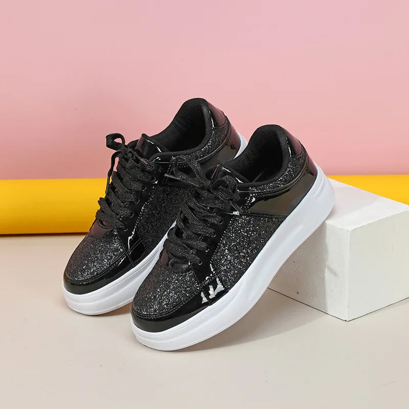 Women Shoes Spring 2024 New Fashion Vulcanized Sneakers for Women Casual Shoes Outdoor Walking Footwear Size 36-45 Gold Silver