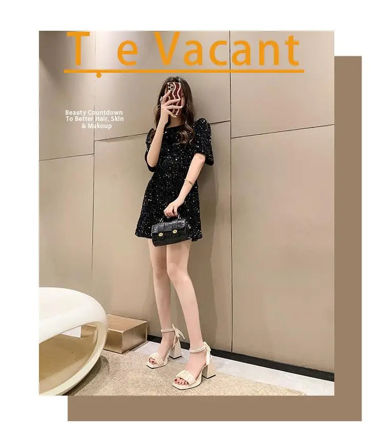 Comfort Shoes for Women Pearl Sandals Suit Female Beige Increasing Height Block Heels All-Match Black Bow 2024 Fashion Chunky Gi