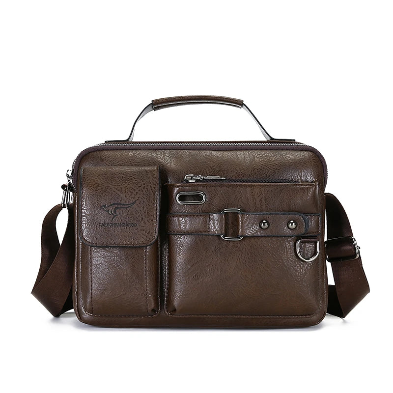 Fashion Men's Shoulder Bag Portable PU Leather Handbag Business Briefcase Travel Bag Man Crossbody Bags for Men Satchel Purse