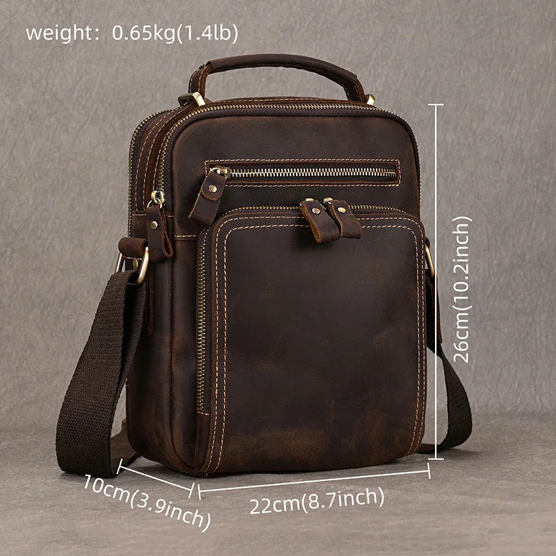 Newsbirds Leather Shoulder Bag Vintage Style Crossbody Bag Books School Bag Of Men Male Daily Messenger Bag Crazy Horse Skin