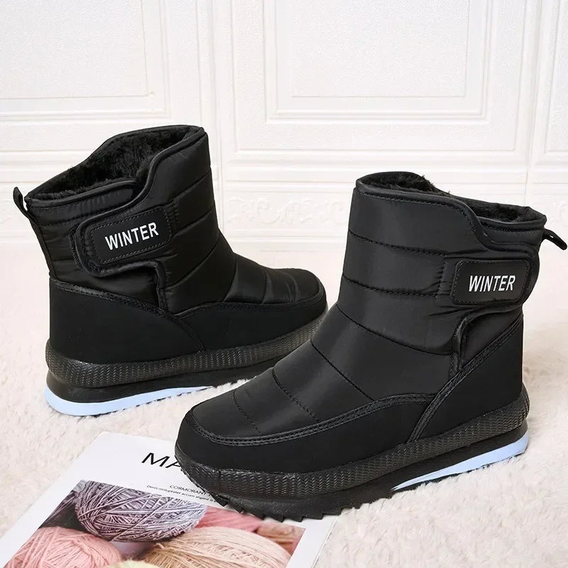 2024 Winter Boots Men Women Warm Plush Snow Boots Thicken Comfortable Outdoor High Top Cotton Shoes Non-slip Wade Ankle Boots
