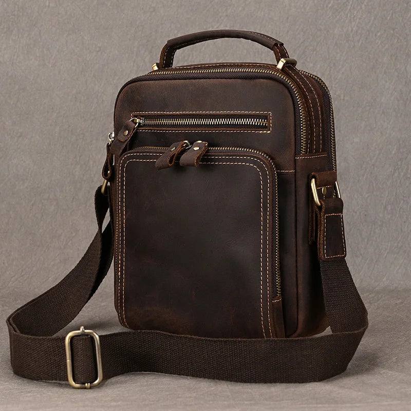 Newsbirds Leather Shoulder Bag Vintage Style Crossbody Bag Books School Bag Of Men Male Daily Messenger Bag Crazy Horse Skin