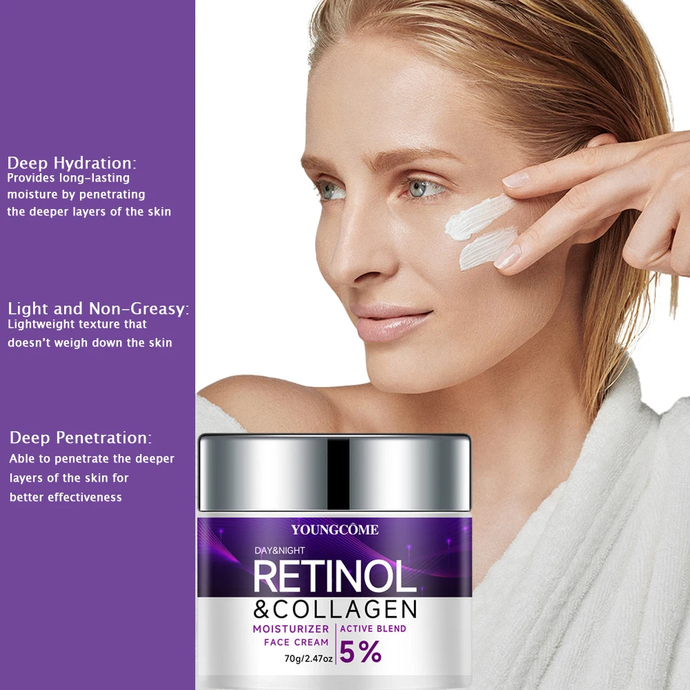 Retinol Collagen Face Cream Anti-Aging Smoothes Skin State Enhances Skin Elasticity Moisturizes Skin Deep Hydration