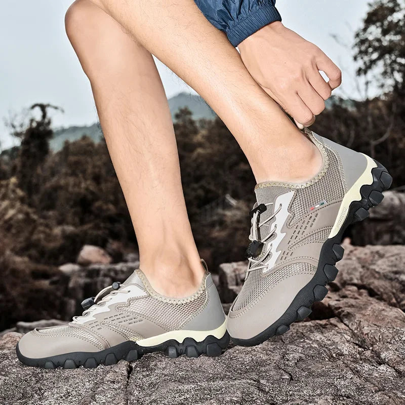 Summer Men's Hiking Shoes Mesh Breathable Sneakers Outdoor Light Men Trekking Trails Shoes Male All Day Walking Work Sneakers