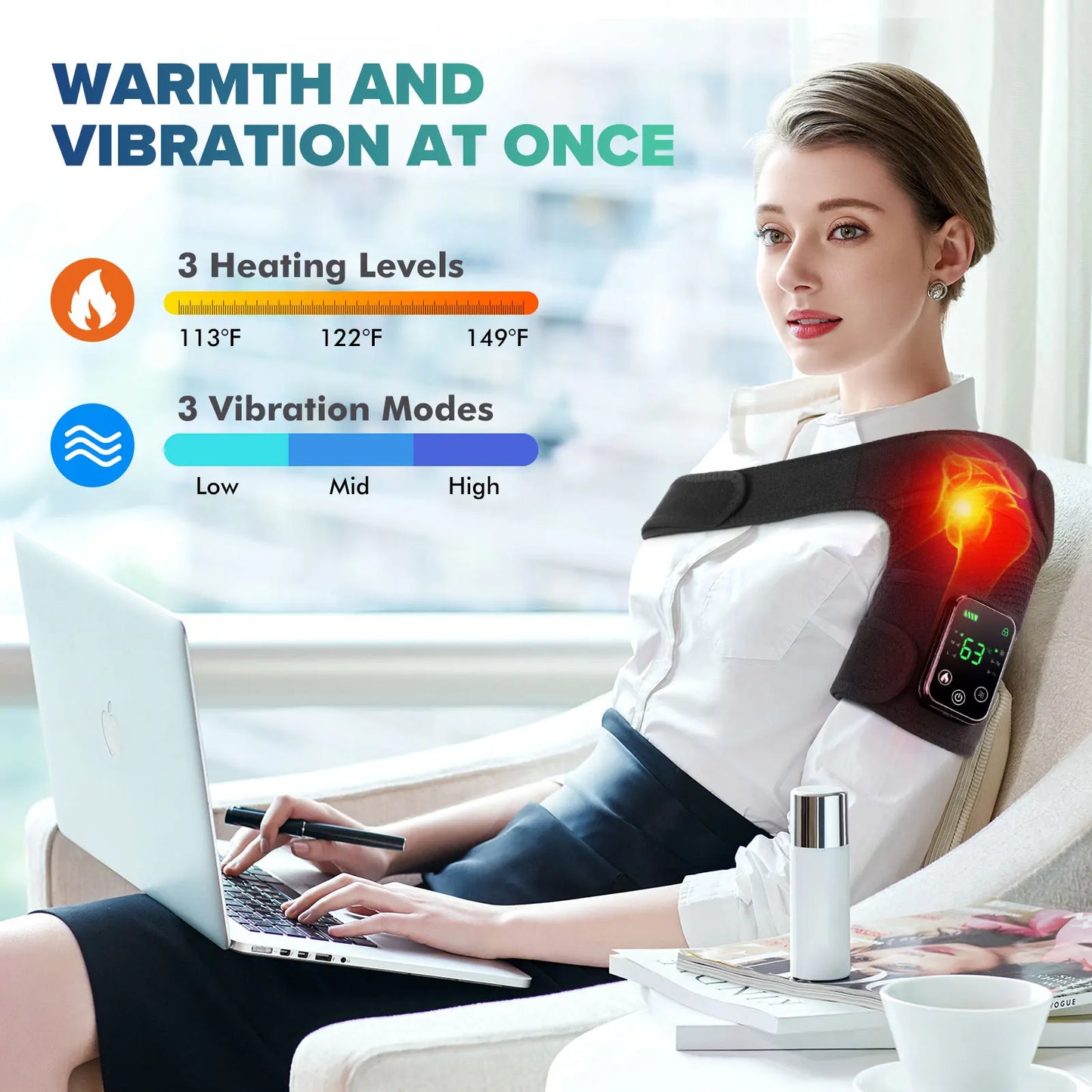 3 in 1 Heated Knee & Shoulder Steamer Vibration Elbow Warmer Shoulder Massager for Arthritis Temperature Control Support Brace