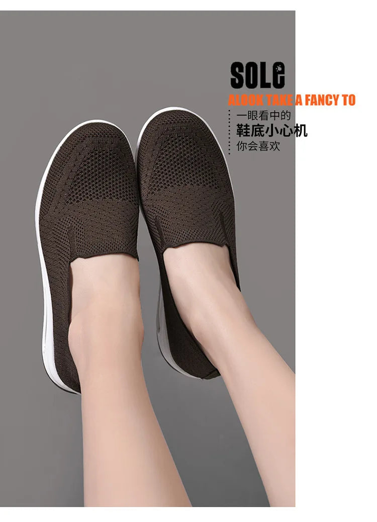 Women Fashion Vulcanized Sneakers Platform Solid Color Flat Ladies Shoes Casual Breathable Wedges Ladies Walking Sneakers