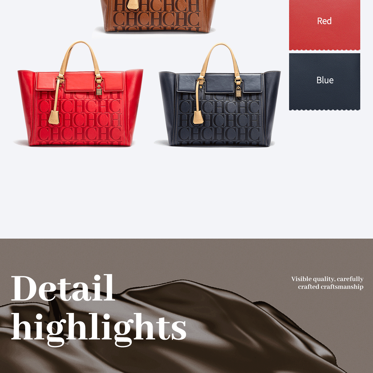 CHCH Women's Handbag 2024 New Brand Embossed Large Capacity Business Wallet