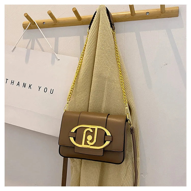 Designer Handbags For Women Leather Metal Buckle Flap Square Shoulder Bags Fashion 2024 Ladies Messenger Bags Females Casual