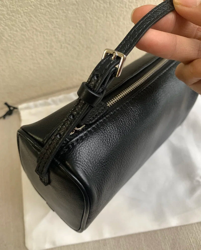 VIELINE Women's  Pencil Bag Pillow Bag Genuine Leather Underarm Hobo Bag Day Clutches Ladies Simple Design Mini Purse