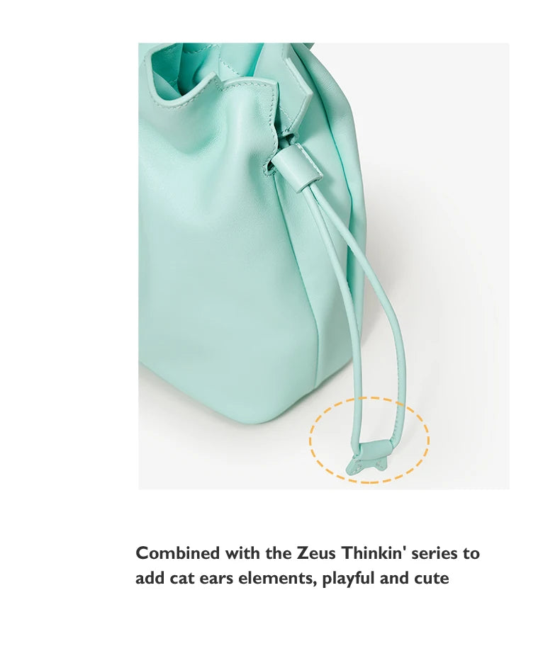 BAFELLI 2025 NEW WOMEN'S BAG LEATHER CASUAL BUCKET HANDBAGS FOR FEMALE TREND FASHION SHOPPER PURSE LUXURY BRAND SHOULDER