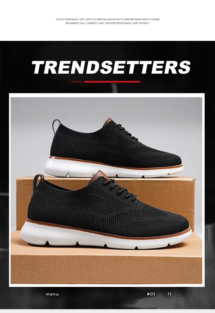 STRONGSHEN Men Casual Handmade Shoes Mesh Breathable Sneakers Business Fashion Business Formal Shoes for Men Trainers Zapatos