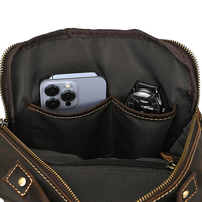 Newsbirds Leather Shoulder Bag Vintage Style Crossbody Bag Books School Bag Of Men Male Daily Messenger Bag Crazy Horse Skin