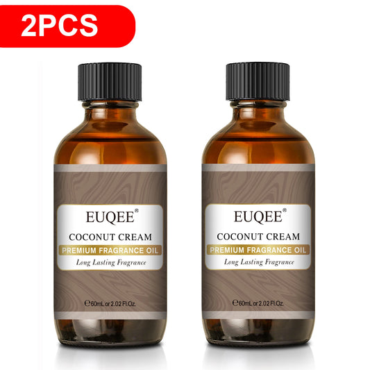 EUQEE 2PCS Men's Fragrance Oil Set For Diffuser 60ml Coconut Cream Pumpkin Pie Leather Coffee Bay Rum Aroma Fragrance Oil