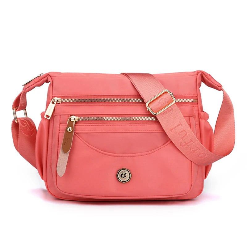 New Female Nylon Bag Casual Shoulder Bag Multi-layered Phone Bag Multi-pocket Shoulder Bag Solid Color Ladies Crossbody Bag