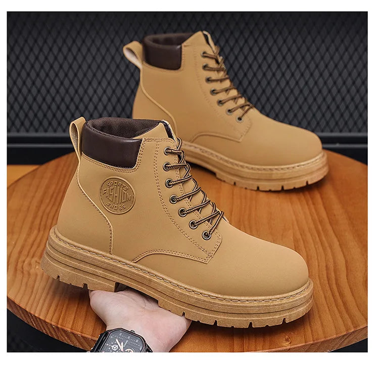 2025 Autumn New Men's Luxury Boots Comfortable Breathable Waterproof Men's Shoes Fashionable Men's Work Boots Motorcycle Boots