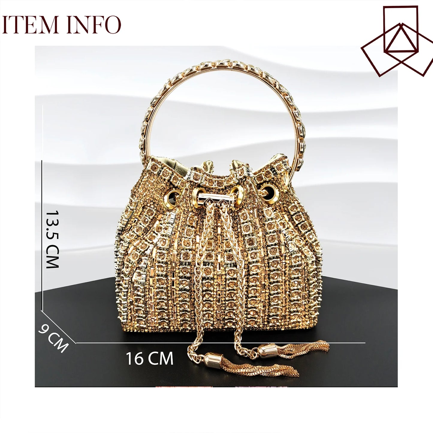 African Fashionable Shiny Handbag Banquet Ladies Bag Full Of Diamonds Semi-Circle Bracelet Bag