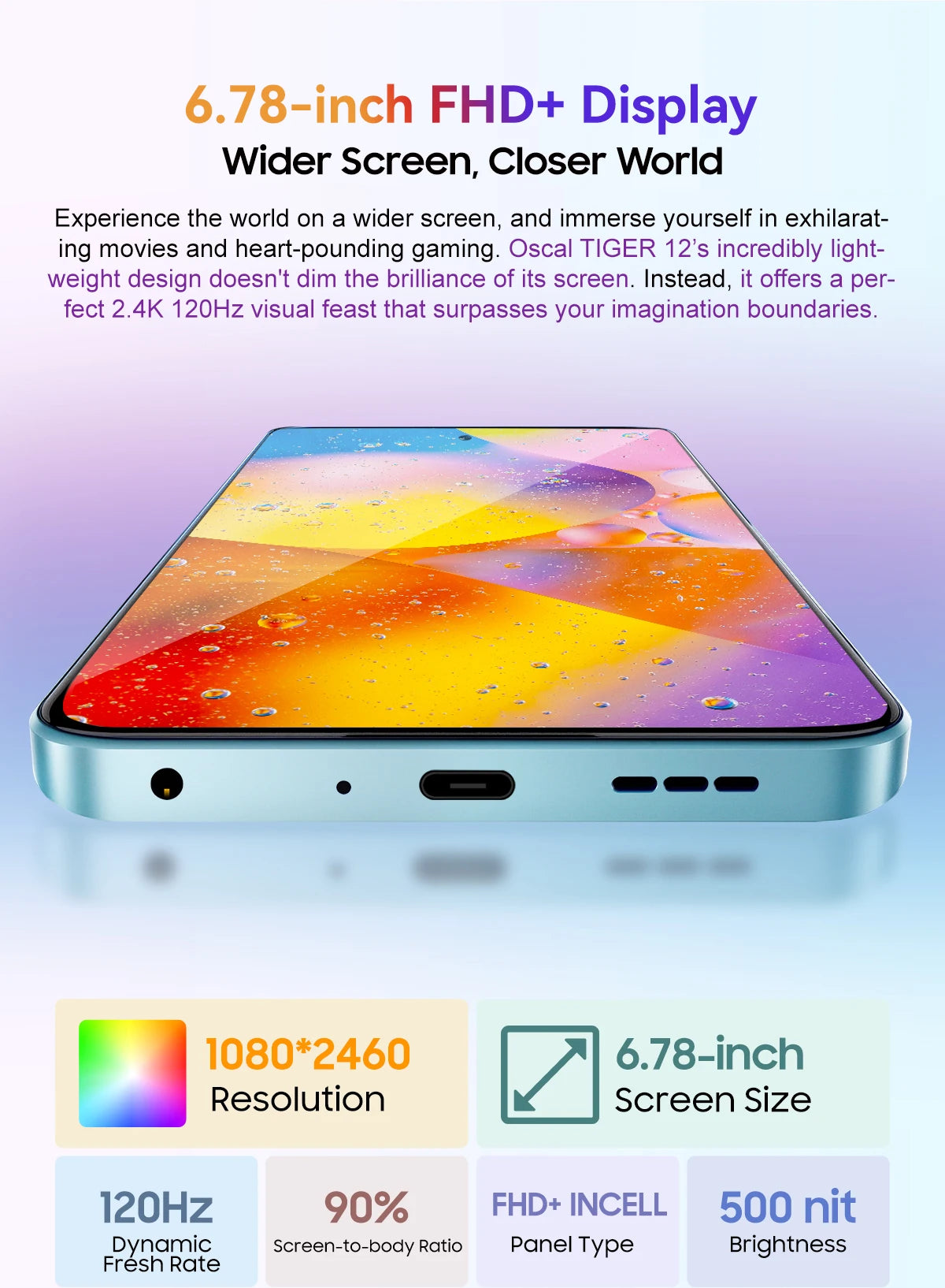 [World Premiere] OSCAL TIGER 12 Smartphone Android13 Helio G99 6.78'' 120Hz 2.4K Display Cell Phone 24GB 256GB 64MP Mobile Phone