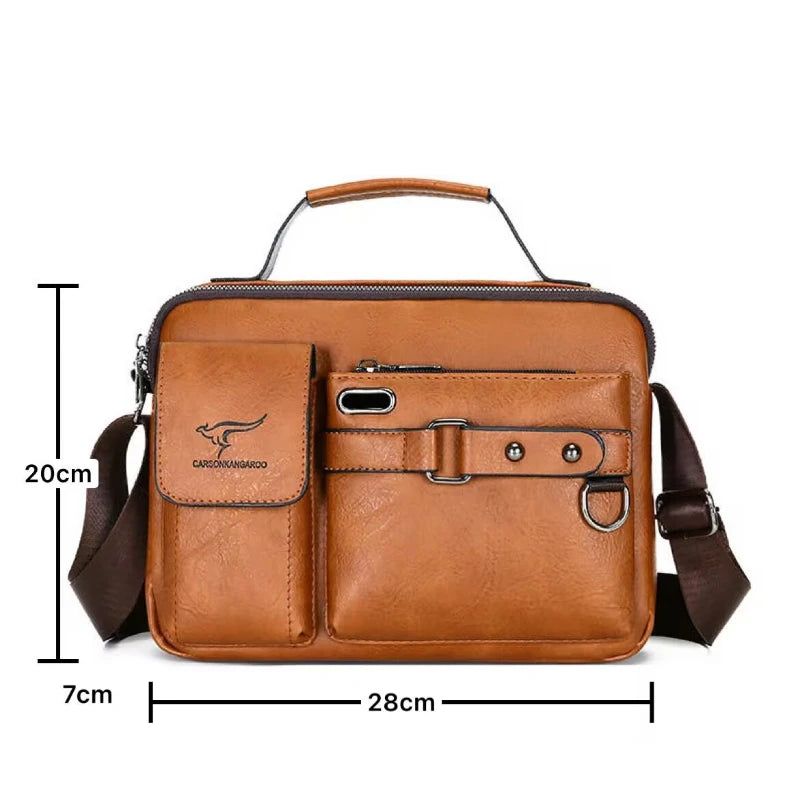 Fashion Men's Shoulder Bag Portable PU Leather Handbag Business Briefcase Travel Bag Man Crossbody Bags for Men Satchel Purse