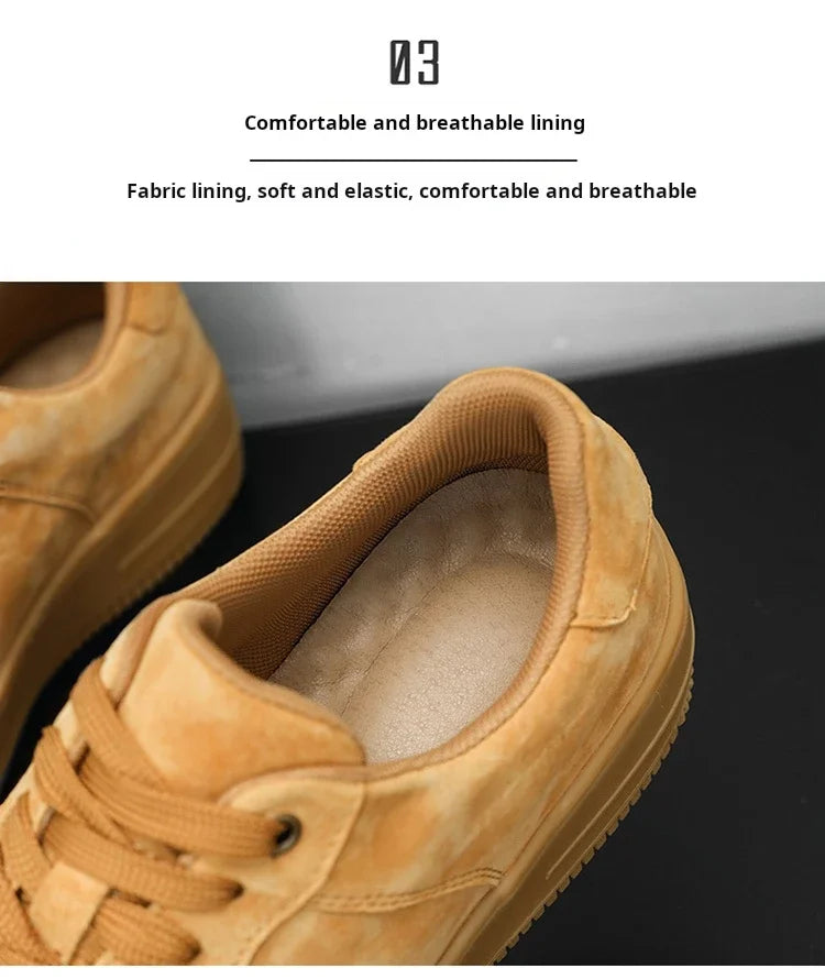 Autumn Brown Strings Sport Basketball Casual Sneakers High-top Canvas Shoe Lace-up Fashion Flat Round Wheat Color Sholeaces