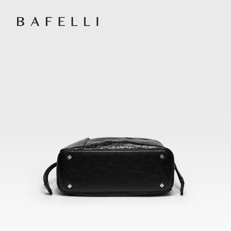 BAFELLI 2025 NEW WOMEN'S BAG LEATHER CASUAL BUCKET HANDBAGS FOR FEMALE TREND FASHION SHOPPER PURSE LUXURY BRAND SHOULDER