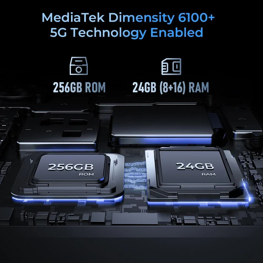 Oukitel WP33 Pro 5G Rugged Smartphone 6.6" FHD+ Cell Phone 24GB 256GB Mobile Phone 64MP Camera 22000mAh 33W Cellphon