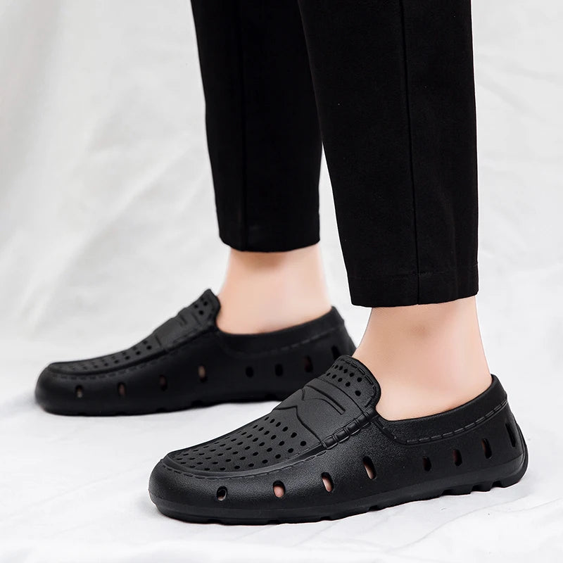Comforty Men Slippers Summer Men's Slip On Loafers Waterproof Sandals Fashion Men's Beach Flip Flops Soft Sandals With Support