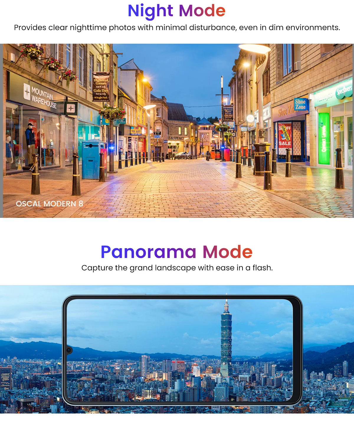 Oscal MODERN 8 Smartphone 6.75 inch Display 8GB+128GB/256GB,50MP Rear Camera Mobile Phone 18W Fast Charging 6000mAh