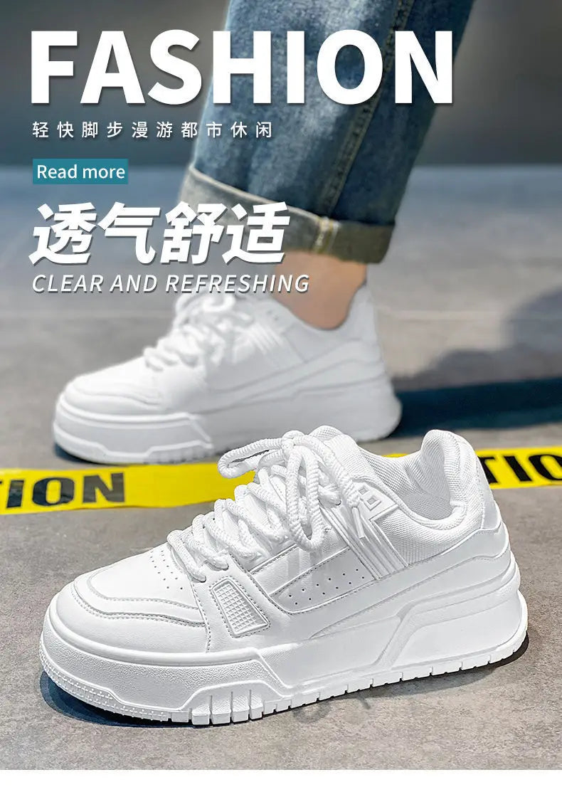 2025 Men's Thick Sole Increase New Breathable Student Casual Sports Shoes Non-slip Walking Walking Shoes Men's Vulcanized Shoes