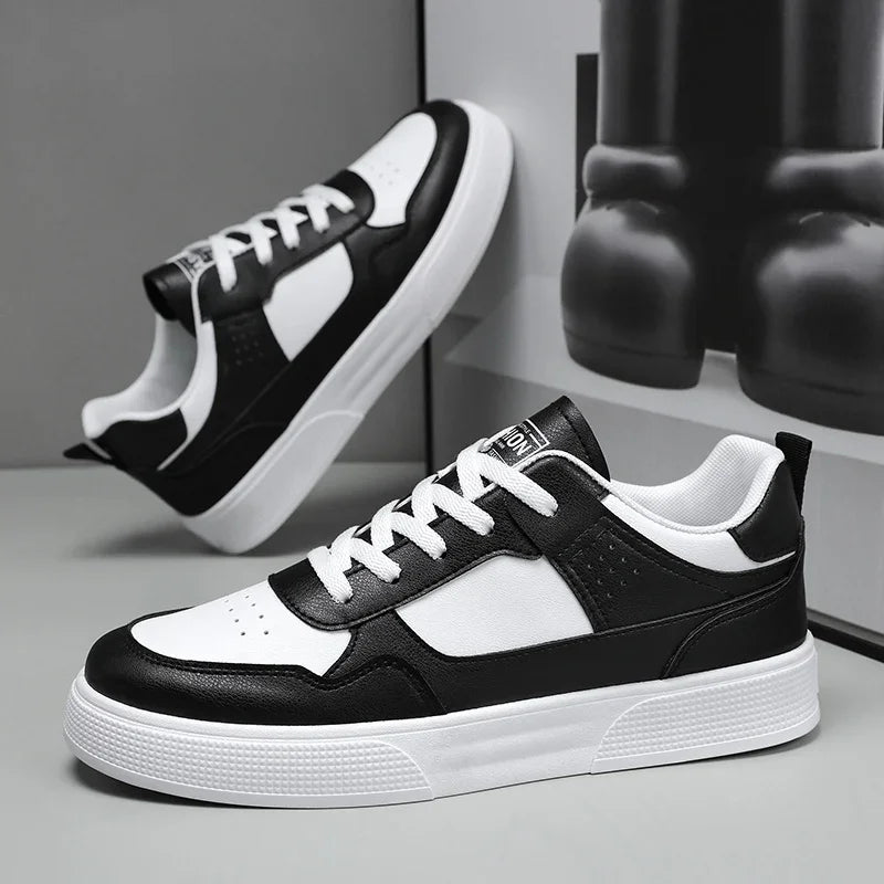 Fashion Leather Men Casual Shoes Lightweight Running Shoes Platform White Sneakers Outdoor Breathable Sport Shoes Tennis Shoes