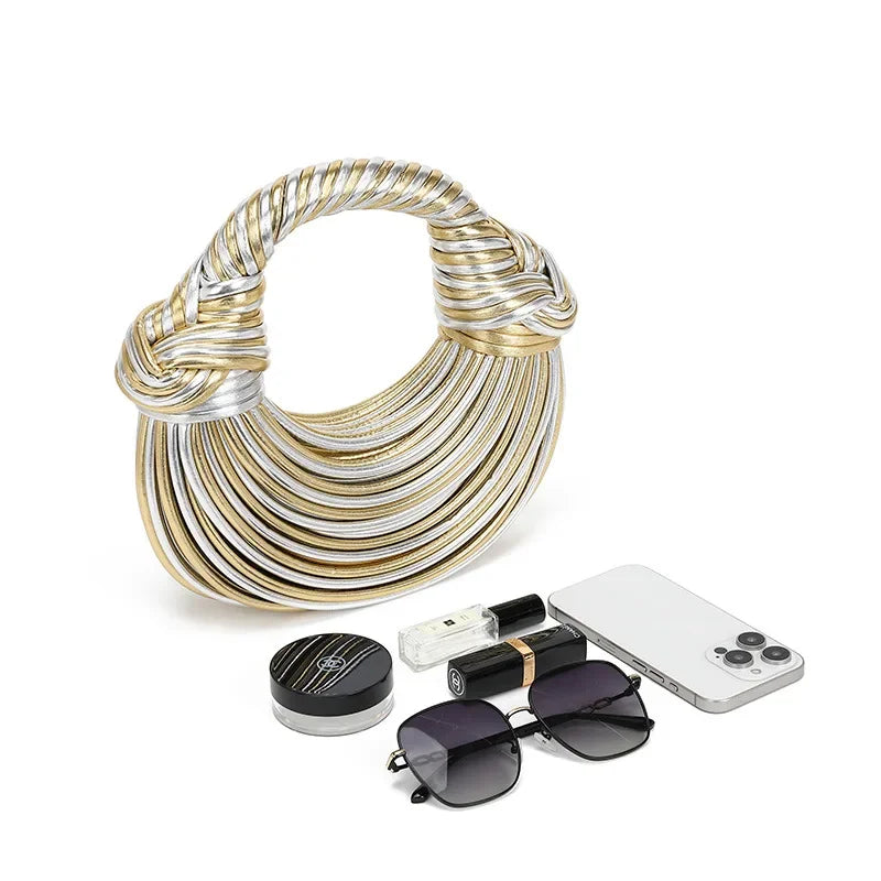 2024 New Fashionable Creative Women's Handbag Cross-border Style Hand-woven Label Bread Bag Underarm Bag Crossbody Clutch