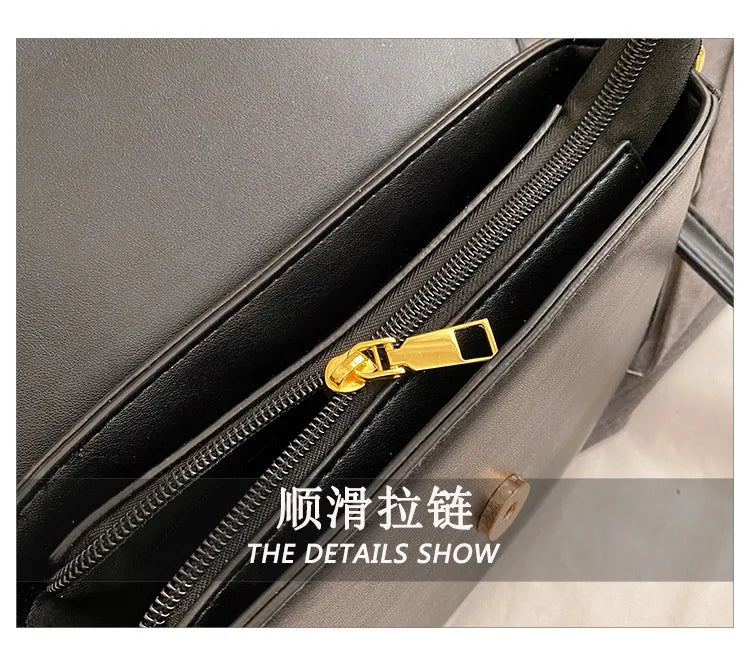 Designer Handbags For Women Leather Metal Buckle Flap Square Shoulder Bags Fashion 2024 Ladies Messenger Bags Females Casual