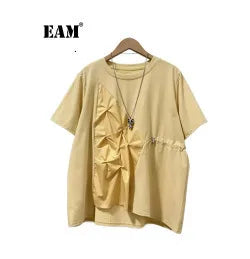 EAM Black Color-block Sequins Big Size Blazer Women New Lapel Long Sleeve Jacket Fashion Tide Spring Autumn 2025 CPG1490