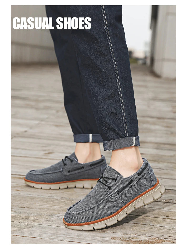Men Canvas Sneakers with Soft Soles Casual Breathable Non-slip Men's Cloth Shoes Boat Shoes Men Comfortable Vulcanized Shoes