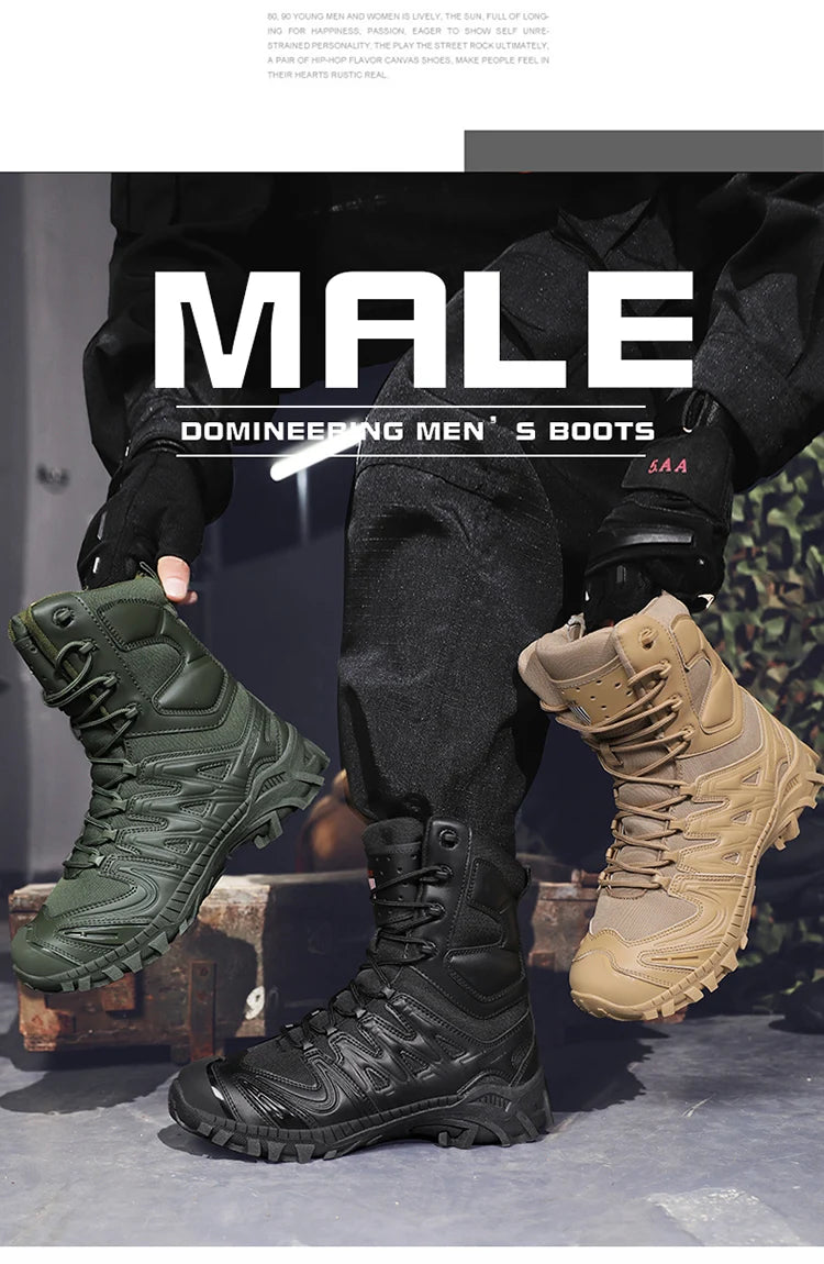 Special Forces Desert Combat Tactical Men's Tall Boots Wear-resistant Training Boots Waterproof Outdoor Mountaineering Sports Cl
