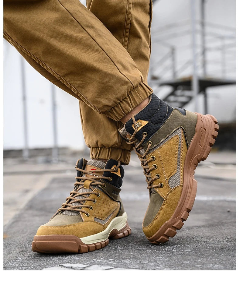 Outdoors Desert Boots Steel Toe Shoes Work Boots Indestructible Shoes Protective Boots Safety Shoes Combat Boots Puncture-Proof
