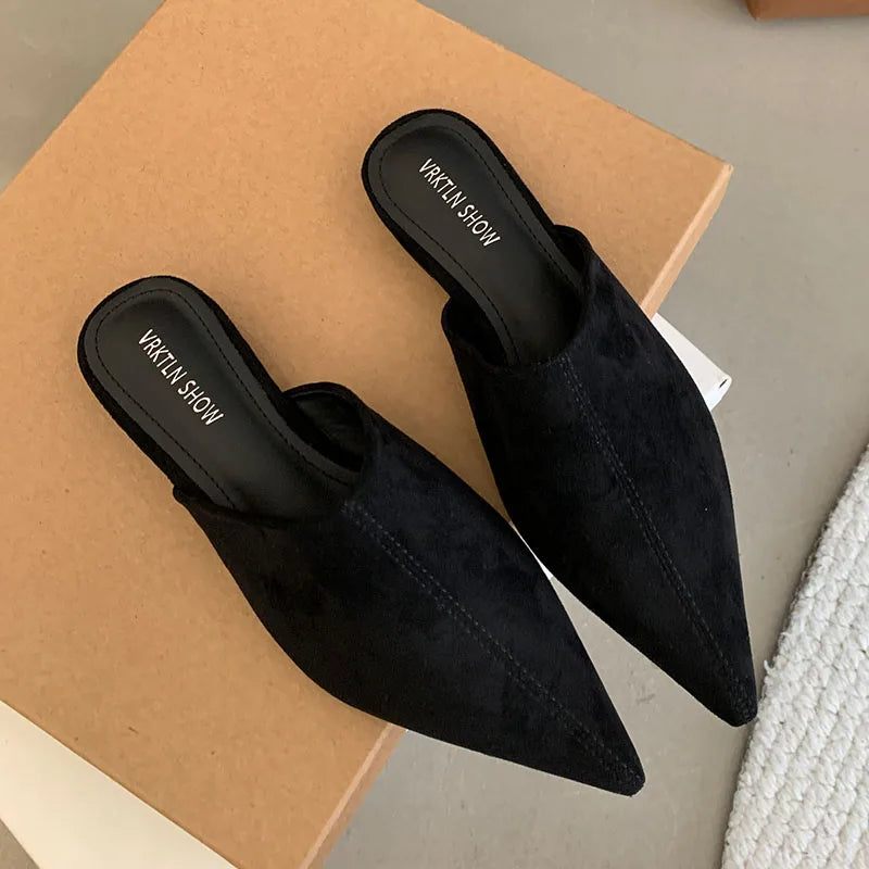 2025 Luxury Summer Beach Flats Ladies Slippers Shoes Fashion Pointed Toe Flats Slippers Women Mules Female Slides Sandals