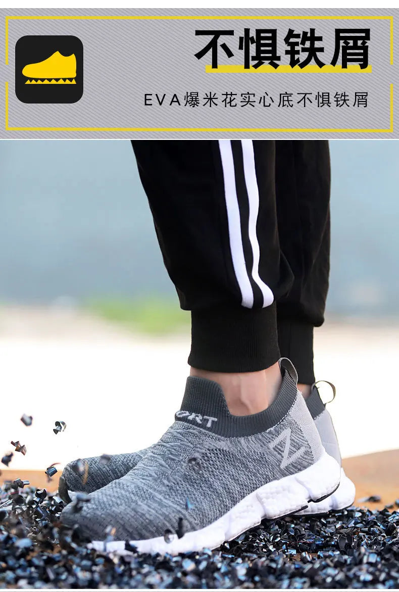 Size 36-46 Men Women Safety Work Boots Outdoor Hiking Shoes Air Mesh Sneaker Popcorn Sole Kevlar Insole Anti-smash Steel Toe Cap