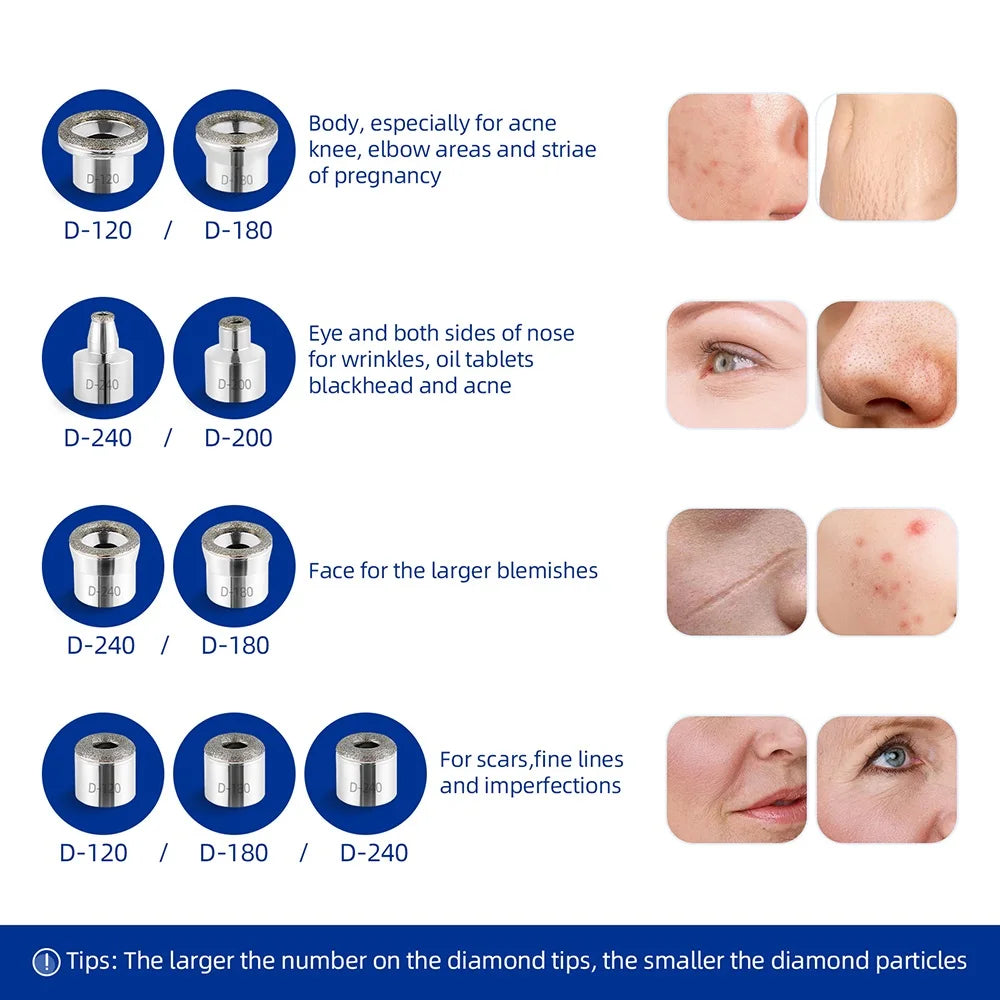 9 Tips 3 Wands Diamond Dermabrasion Accessory Tips For Facial Skin Peeling Blackhead Remover Face Care Beauty