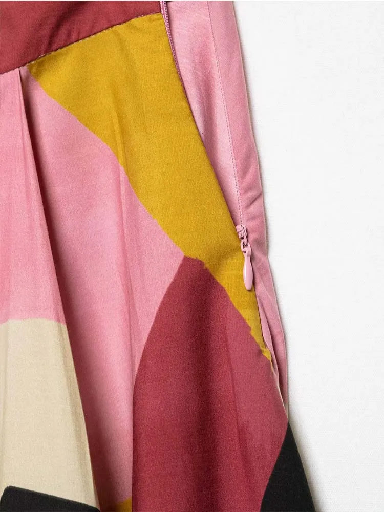 2025 女款夏季迷笛裙時尚印花側拉鍊女裝優雅街頭半身裙服裝