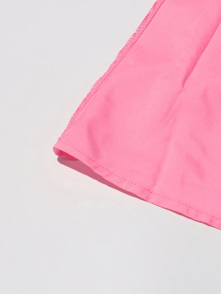 TWOTWINSTYLE Solid Spliced Appliques Slimming Dresses For Women Half High Collar Long Sleeves A Line Temperament Dress Female