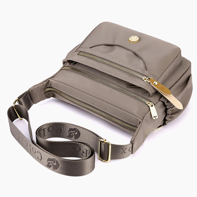 New Female Nylon Bag Casual Shoulder Bag Multi-layered Phone Bag Multi-pocket Shoulder Bag Solid Color Ladies Crossbody Bag
