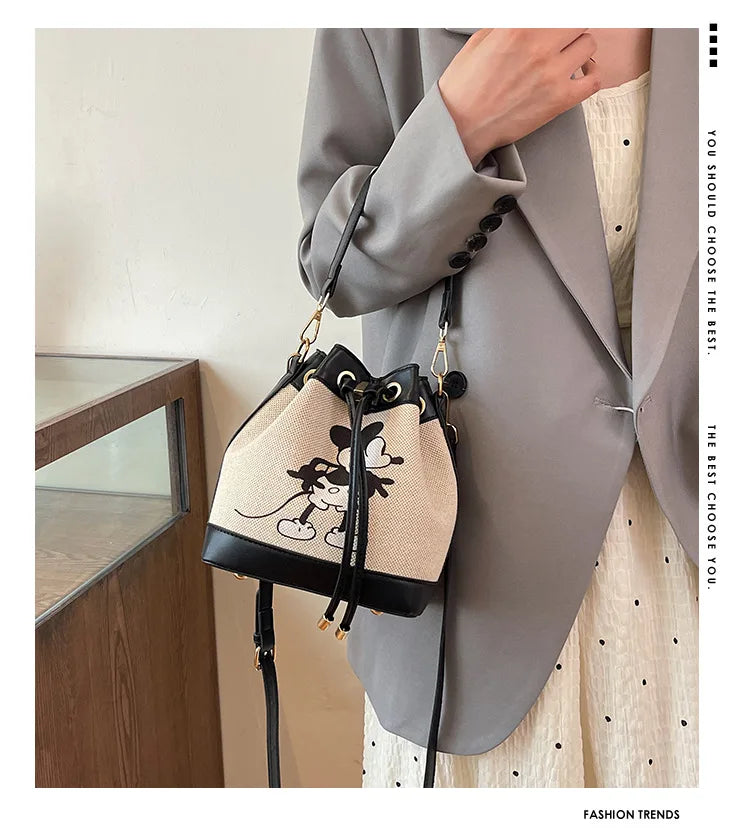 Disney Mickey New Women's Shoulder Bag Cartoon Cute Women's Handbag Fashion Trendy Women's Bag Large Capacity High Quality