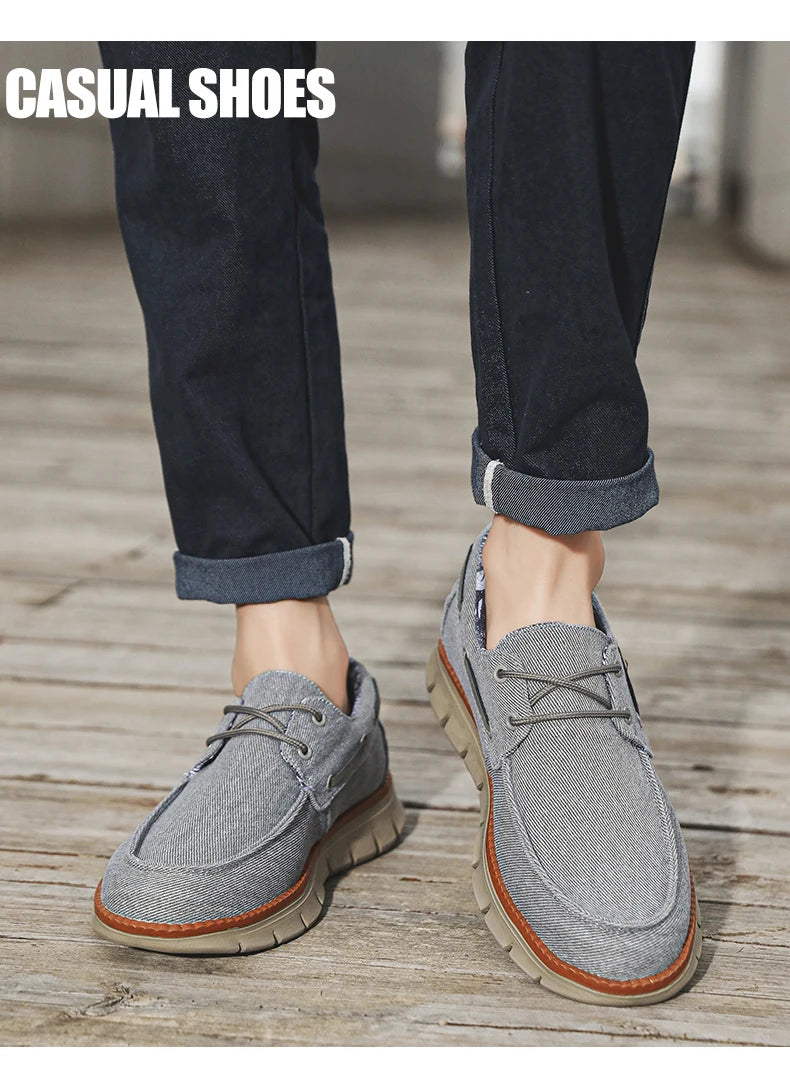 Men Canvas Sneakers with Soft Soles Casual Breathable Non-slip Men's Cloth Shoes Boat Shoes Men Comfortable Vulcanized Shoes