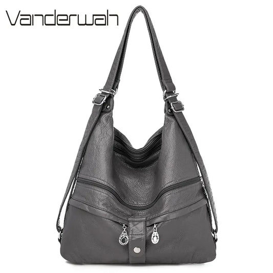 3-in-1 Soft Leather Multifunction Backpack for Teenage Girls Fashion Female Large Capacity School Bag Women Shoulder Bag mochila