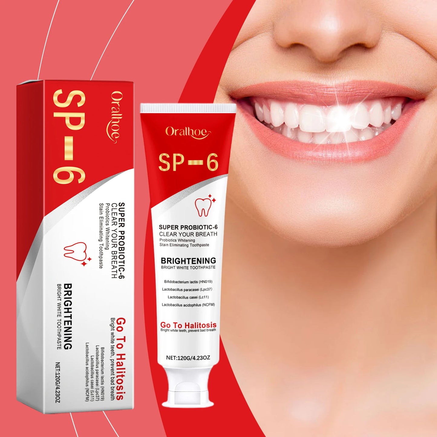 Sp 6 Probiotic Brightening Toothpaste Tooth Whitening Plaque Stains Remover Improves Yellow Teeth Lasting Oral Refreshing Care