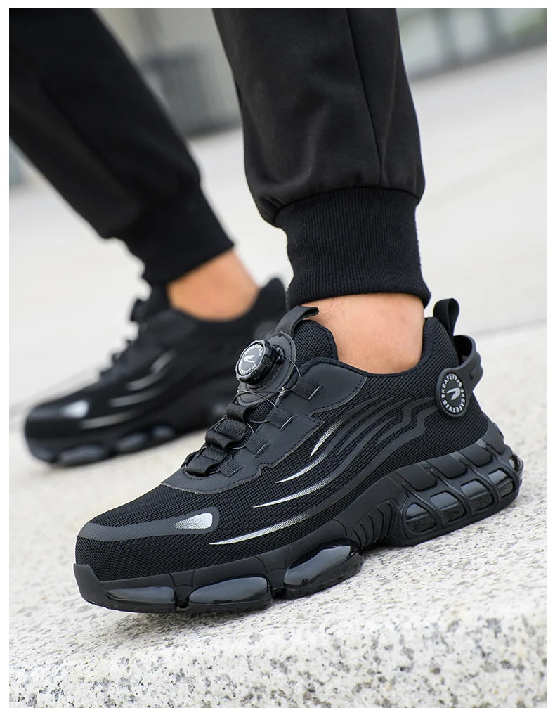 Rotating Button Safety Shoes Men Anti-smash Anti-puncture Work Shoes Fashion Men Safety Sport Shoes Security Protective BootsMen