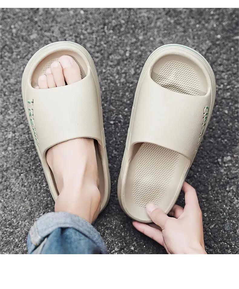 Men's Non-Slip EVA Platform Slides Comfortable Soft Sole Cloud Slippers For Indoor Outdoor Bathroom Beach Summer Sandals for Men